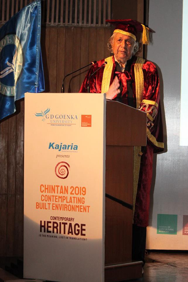 GD Goenka University honours architect Raj Rewal with an honorary doctorate at Chintan 2019