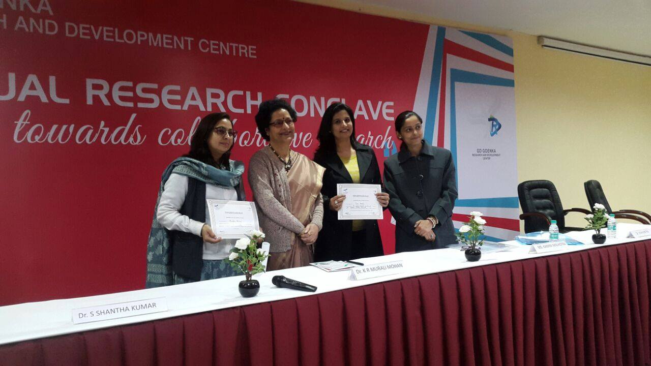 School of Education, G D Goenka University bagged the First Position in Poster Presentation during the Annual Research Conclave organized by  G D Goenka Research & Development Centre (GDGRDC)